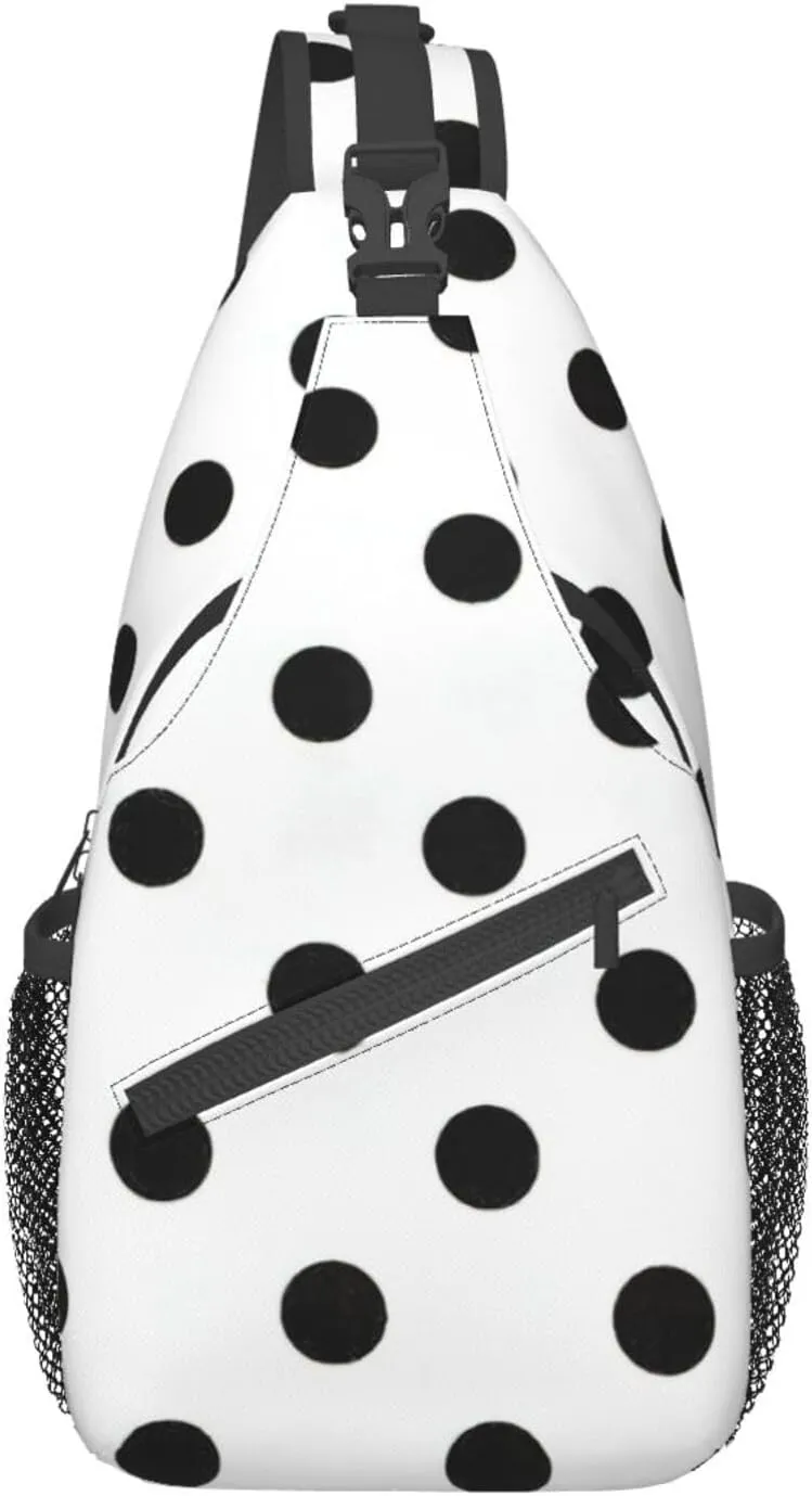 WURTON Polka Dot Print Crossbody Sling Backpack Sling Bag Travel Hiking Chest Bag Daypack
