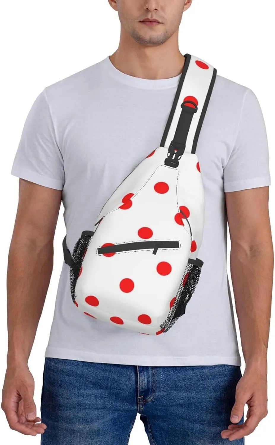 WURTON Polka Dot. Print Crossbody Sling Backpack Sling Bag Travel Hiking Chest Bag Daypack