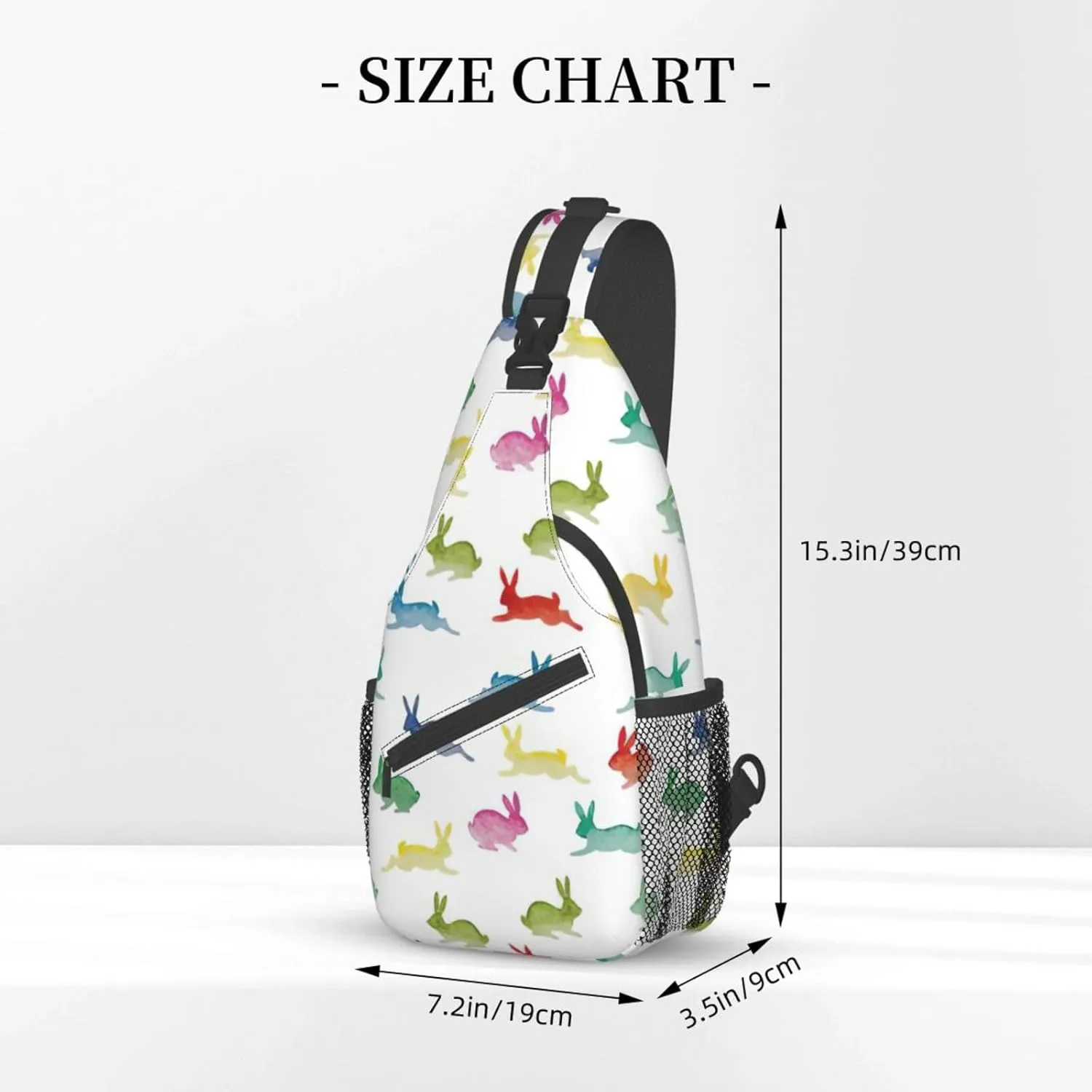 WURTON Rabbits In Different Poses Jumping Running Print Crossbody Sling Backpack Sling Bag Travel Hiking Chest Bag Daypack