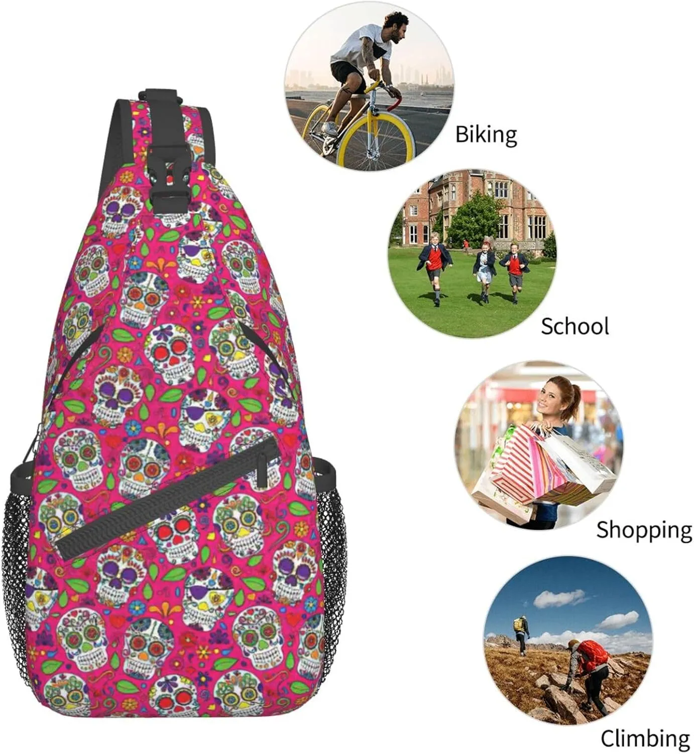 WURTON Star Constellation Map Print Crossbody Sling Backpack Sling Bag Travel Hiking Chest Bag Daypack