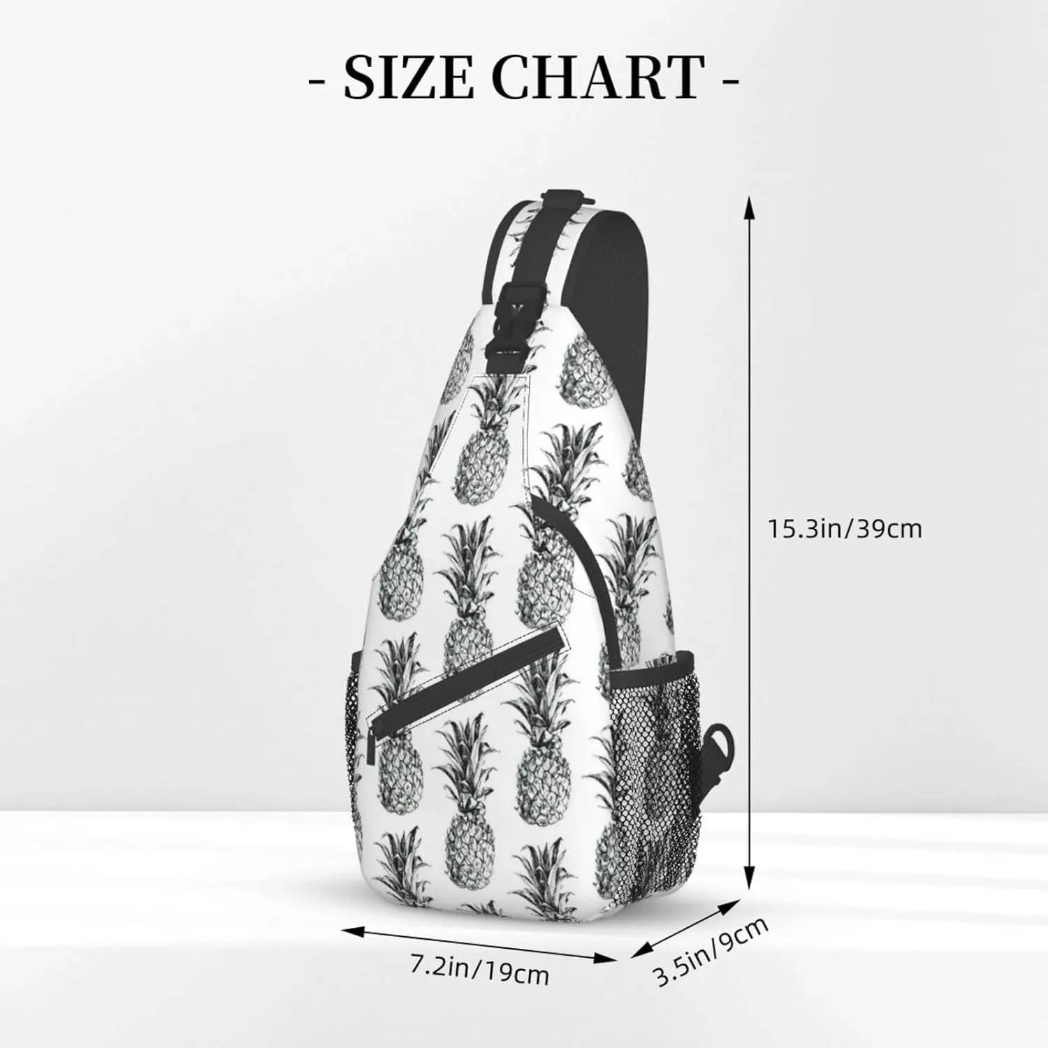 WURTON Tropical Theme Pineapple Fruit Pattern Print Crossbody Sling Backpack Sling Bag Travel Hiking Chest Bag Daypack