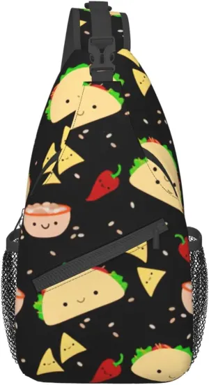 WURTON Tuesday Party Print Crossbody Sling Backpack Sling Bag Travel Hiking Chest Bag Daypack