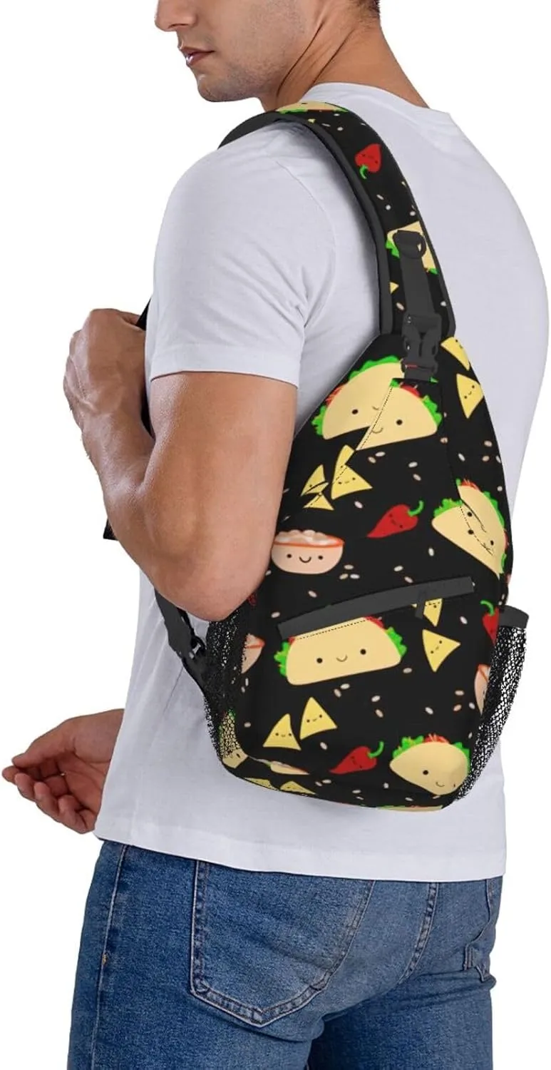WURTON Tuesday Party Print Crossbody Sling Backpack Sling Bag Travel Hiking Chest Bag Daypack