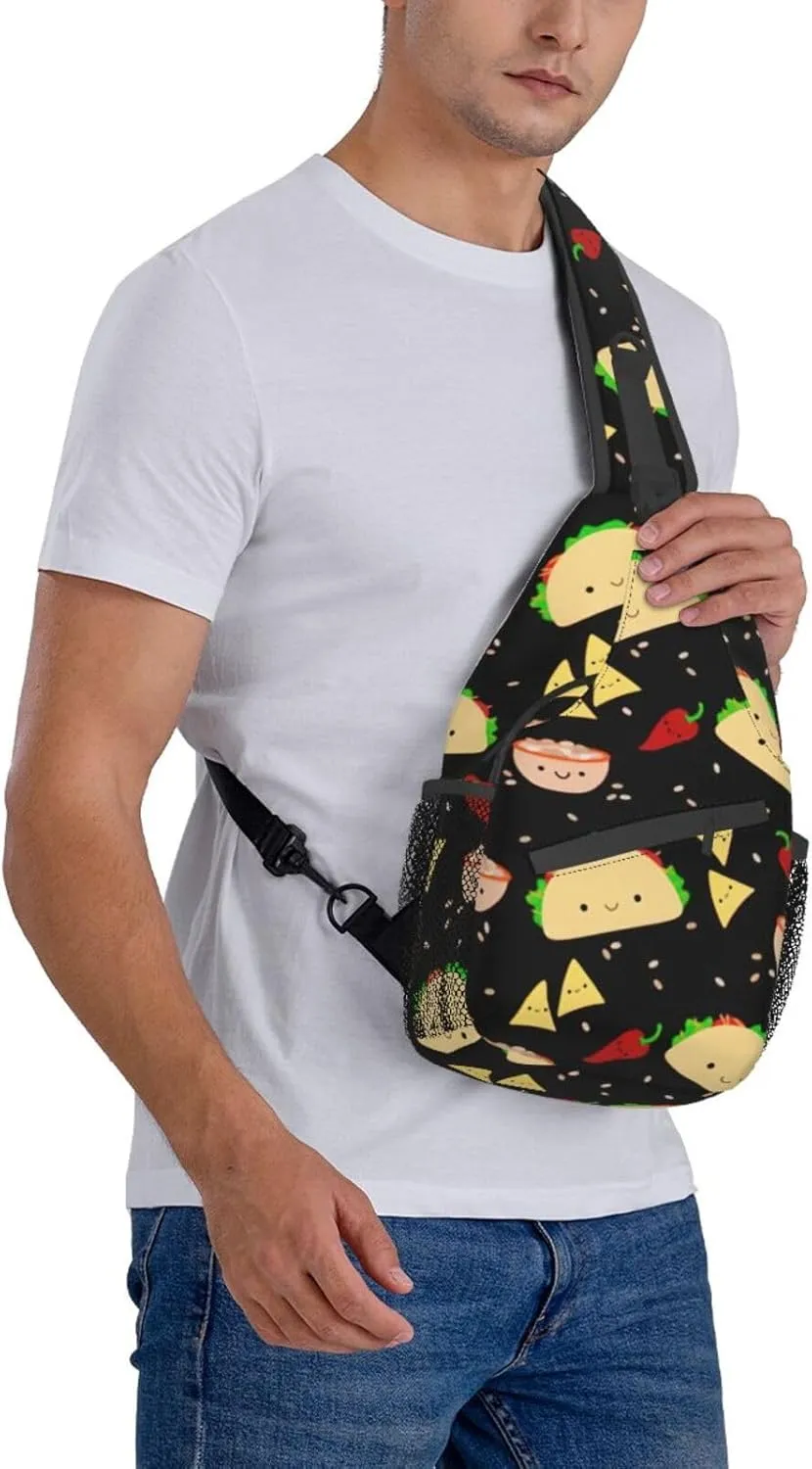 WURTON Tuesday Party Print Crossbody Sling Backpack Sling Bag Travel Hiking Chest Bag Daypack