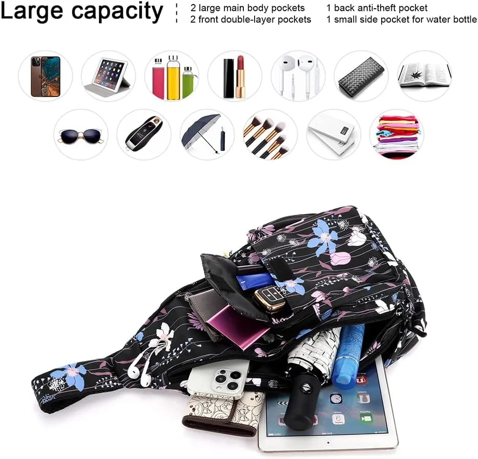 XEYOU Women's Sling Crossbody bag Casual Daypack Outdoor Travel Hiking Backpack for Cycling Walking Dog Hiking