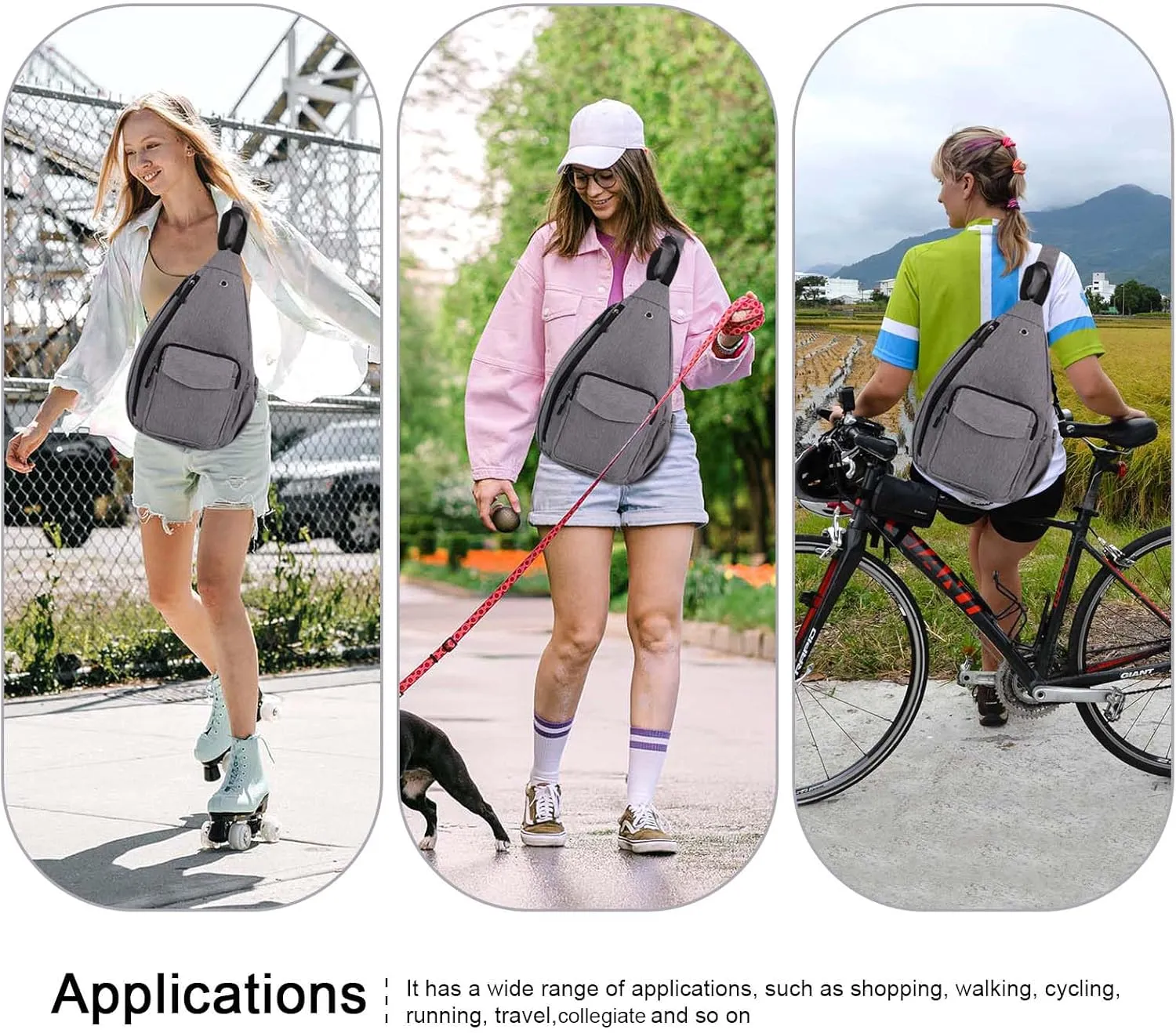 XEYOU Women's Sling Crossbody bag Casual Daypack Outdoor Travel Hiking Backpack for Cycling Walking Dog Hiking