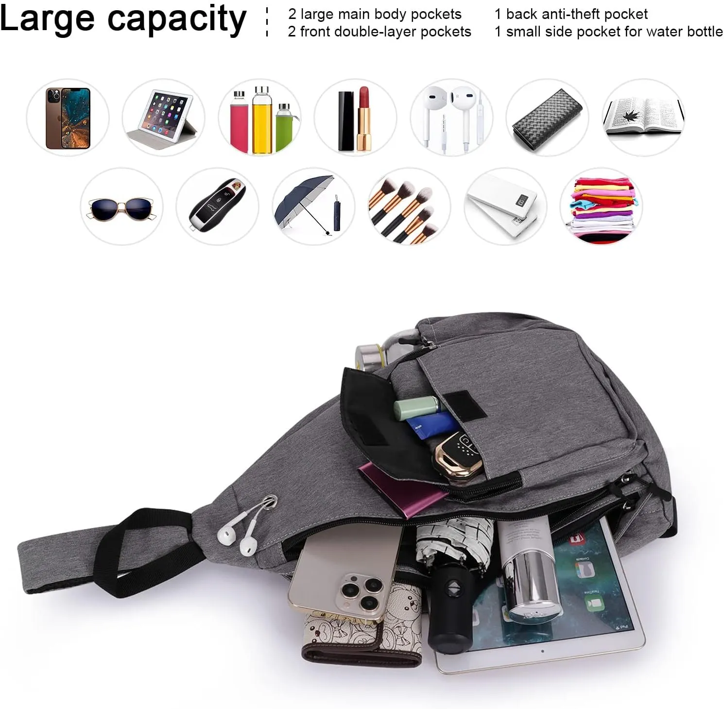 XEYOU Women's Sling Crossbody bag Casual Daypack Outdoor Travel Hiking Backpack for Cycling Walking Dog Hiking