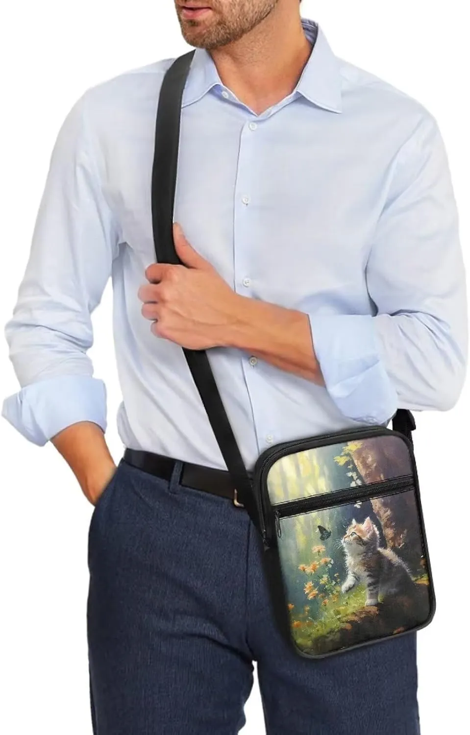 Xoenoiee Small Crossbody Bag, Messenger Bag for Women Men Mini Messenger Bag With Multi-Pockets Sling Bags, Animals Theme