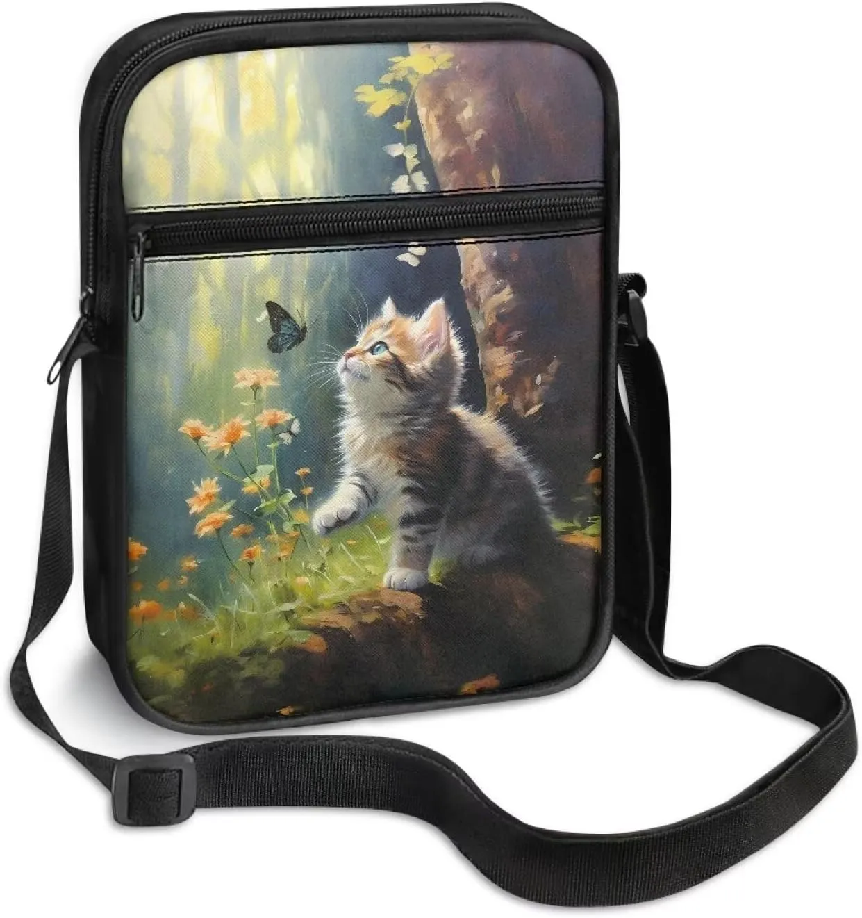 Xoenoiee Small Crossbody Bag, Messenger Bag for Women Men Mini Messenger Bag With Multi-Pockets Sling Bags, Animals Theme
