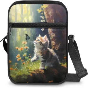 Xoenoiee Small Crossbody Bag, Messenger Bag for Women Men Mini Messenger Bag With Multi-Pockets Sling Bags, Animals Theme