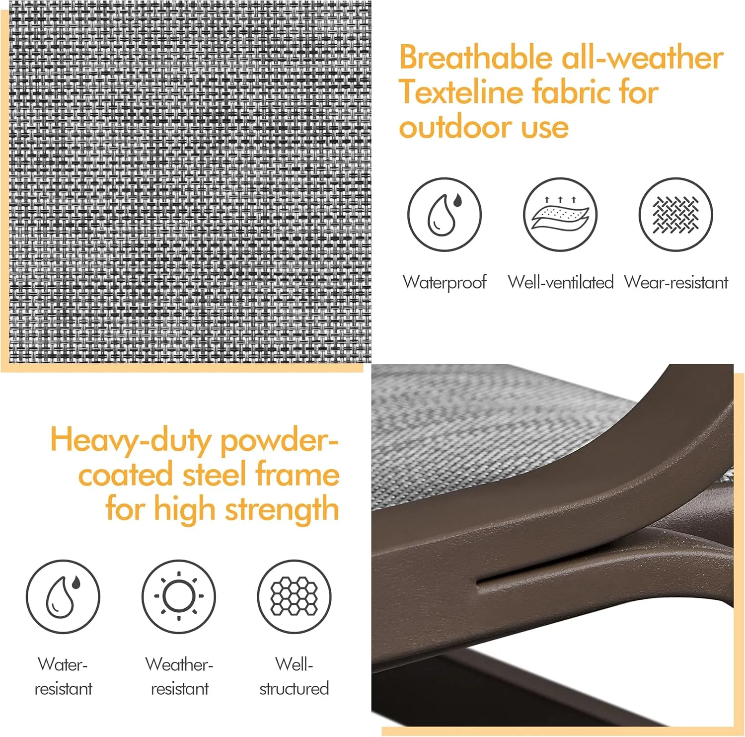Yaheetech Outdoor Patio Glider, Rocking Lounge Chair with Texteline Fabric and Steel Construction for Porch Patio Balcony Set of 1
