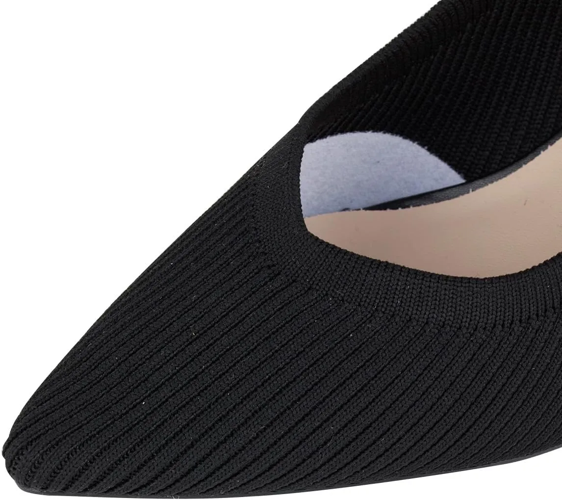 YEOJOU Women's Closed Toe Slingback Heels Kitten Heel Knit Pumps Dress Shoes