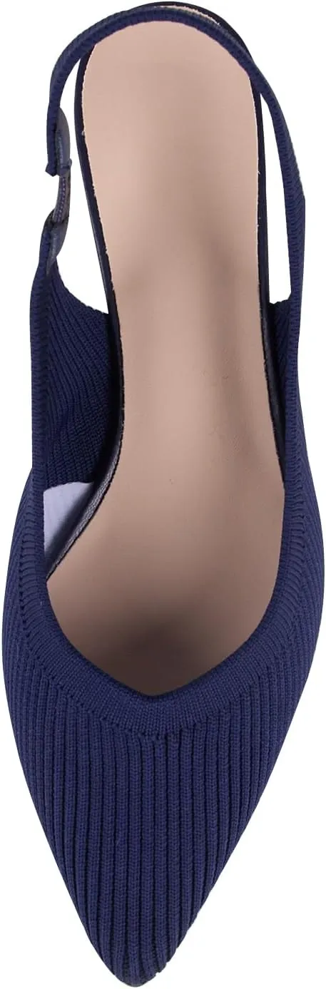 YEOJOU Women's Closed Toe Slingback Heels Kitten Heel Knit Pumps Dress Shoes
