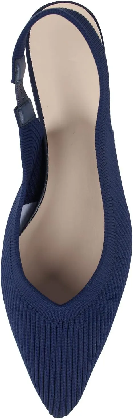 YEOJOU Women's Closed Toe Slingback Heels Kitten Heel Knit Pumps Dress Shoes