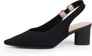 YEOJOU Women's Closed Toe Slingback Heels Kitten Heel Knit Pumps Dress Shoes