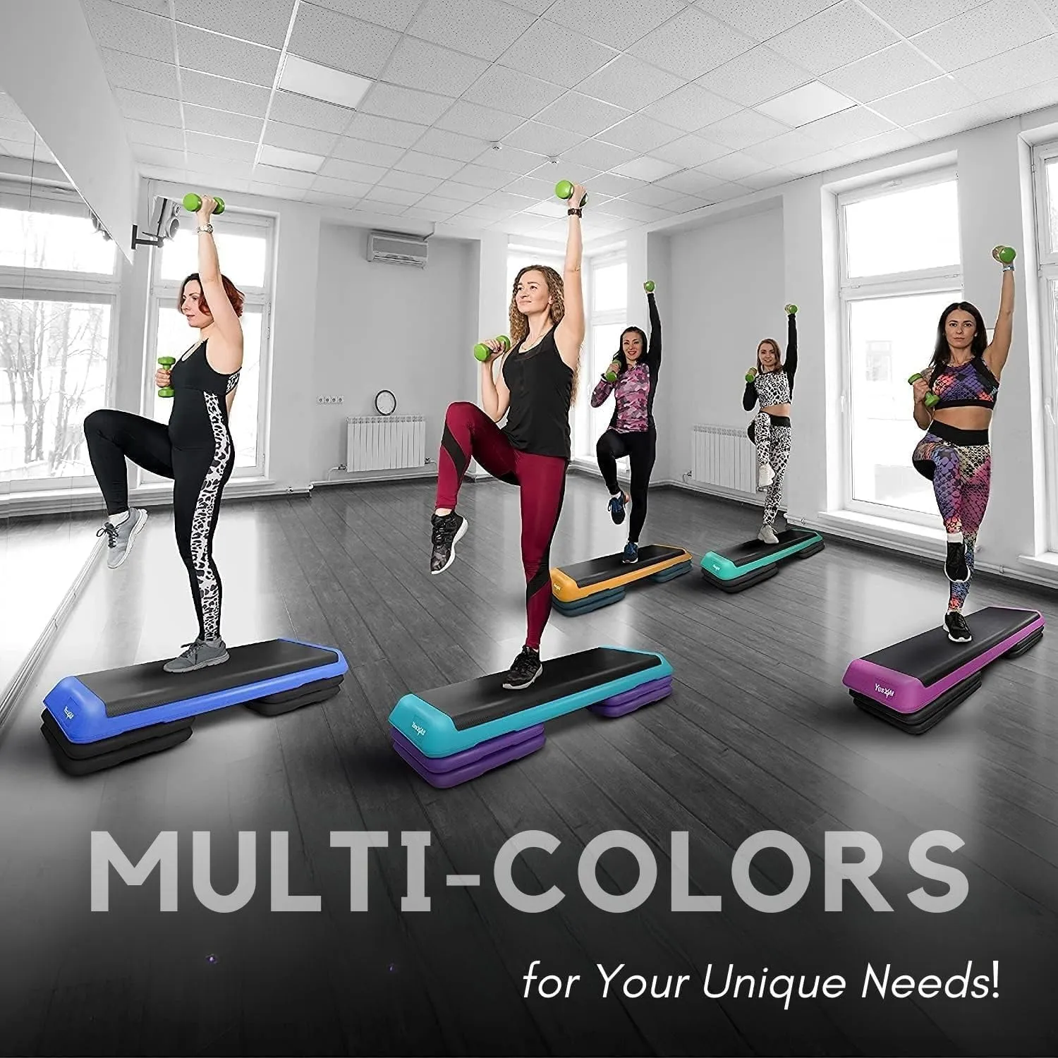 Yes4All Adjustable Workout Aerobic Exercise Step Platform Health Club Size with 4 Adjustable Risers Included and Extra Risers Options