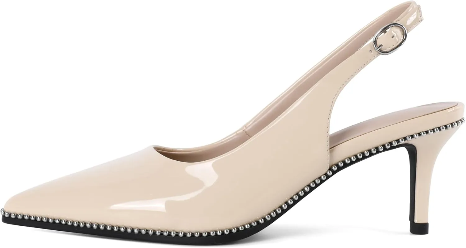 YODEKS Slingback Kitten Heels Women's Pointed Toe Low Heel Pumps 2.5 Inch Shoes Size 5-13
