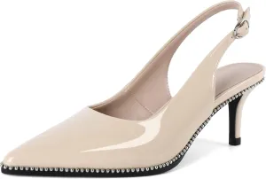 YODEKS Slingback Kitten Heels Women's Pointed Toe Low Heel Pumps 2.5 Inch Shoes Size 5-13