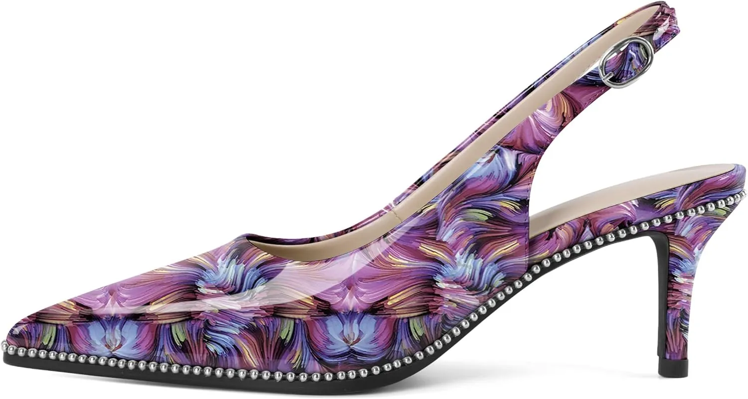YODEKS Slingback Kitten Heels Women's Pointed Toe Low Heel Pumps 2.5 Inch Shoes Size 5-13