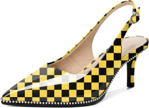 YODEKS Slingback Kitten Heels Women's Pointed Toe Low Heel Pumps 2.5 Inch Shoes Size 5-13