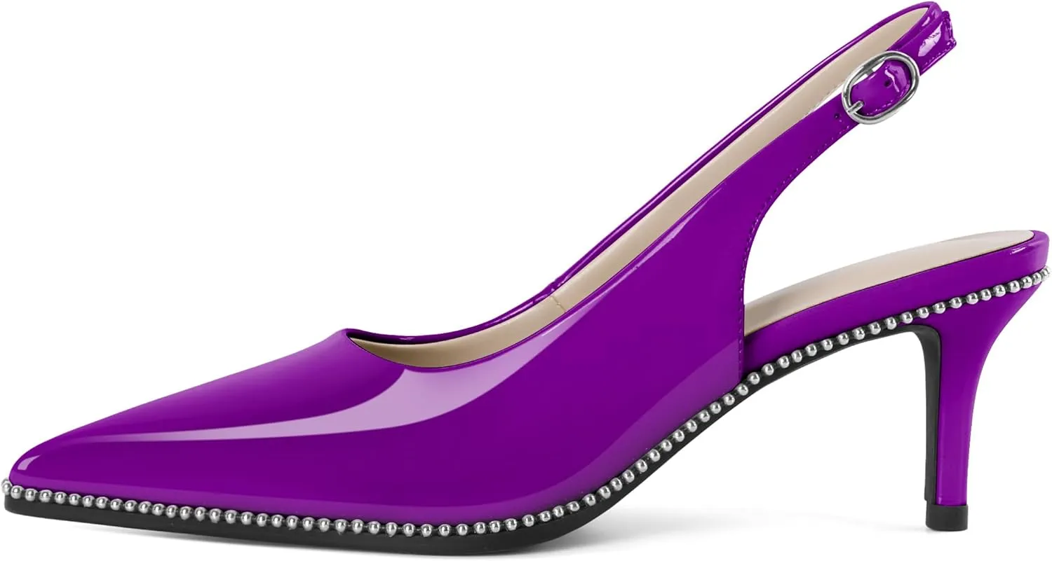 YODEKS Slingback Kitten Heels Women's Pointed Toe Low Heel Pumps 2.5 Inch Shoes Size 5-13