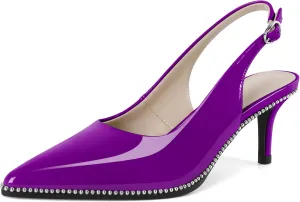 YODEKS Slingback Kitten Heels Women's Pointed Toe Low Heel Pumps 2.5 Inch Shoes Size 5-13