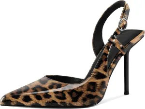 YODEKS Women's Slingback Heels Pointed Toe D'Orsay High Heel Pumps 4 Inch Shoes US Size 5-13