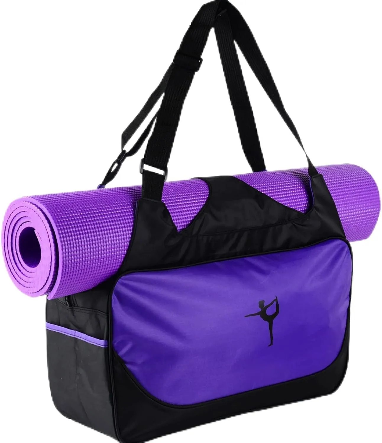 Yoga Bag Polyester Material Viscosity Design Large Capacity Gym Tote Bag Purple Rose Red Green Sky Blue (Purple)