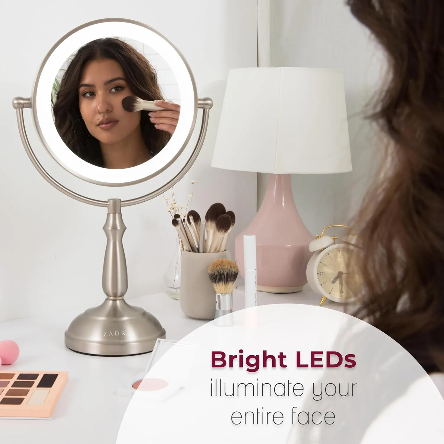 Zadro 11" Makeup Mirror with Lights and Magnification Dimmable Touch LED Lighted Makeup Mirror with Magnification