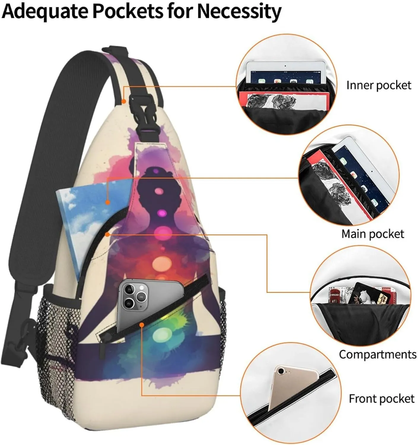 Zen Meditation Woman Sling Bag For Men Crossbody Backpack,Women Shoulder Bag For Travel Sport