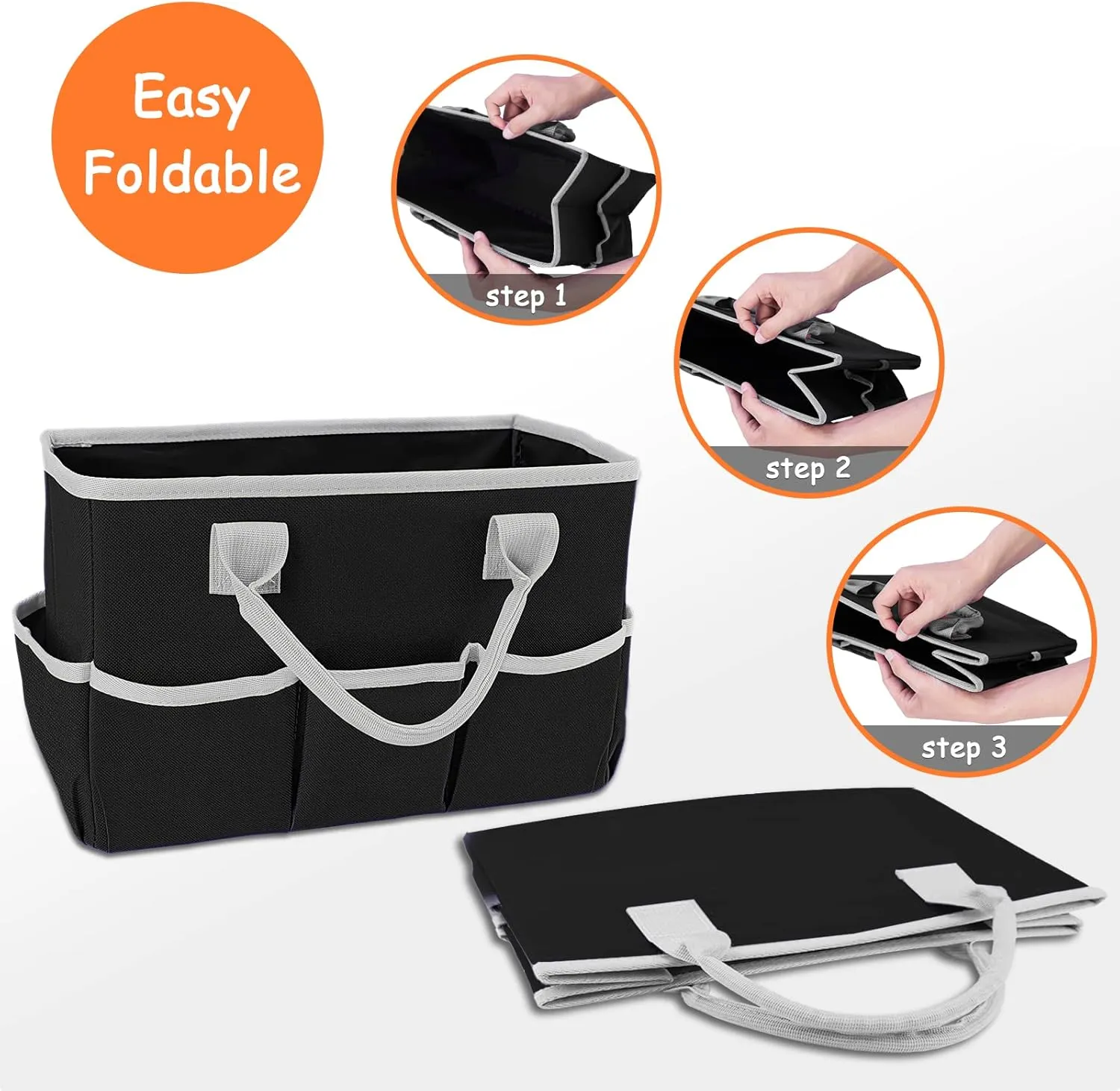 ZKOO Art Supply Storage Organizer Caddy, Craft Tote Bags With Pockets for Scrapbook Organization and Storage Supplies, Portable Office Organizer (Black, Small)