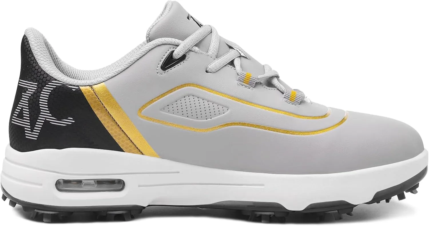ZVC Golf Shoes Men Water-Resistant Non-Slip Lightweight Breathable Spiked Footwear Outdoor